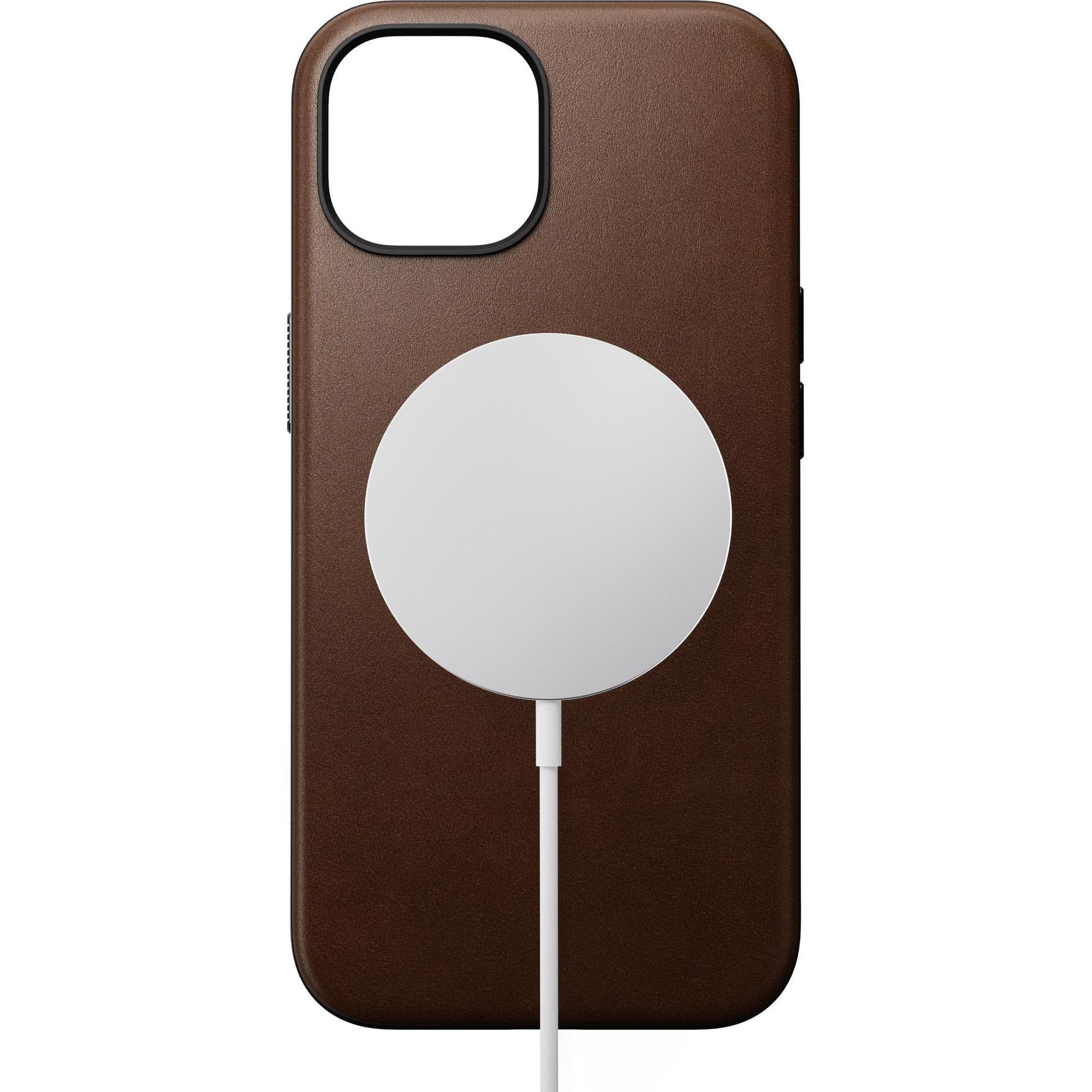 Thumbnail - Nomad Back Cover Modern Leather iPhone 15 Braun (Apple iPhone 15), Smartphone Hülle, Braun