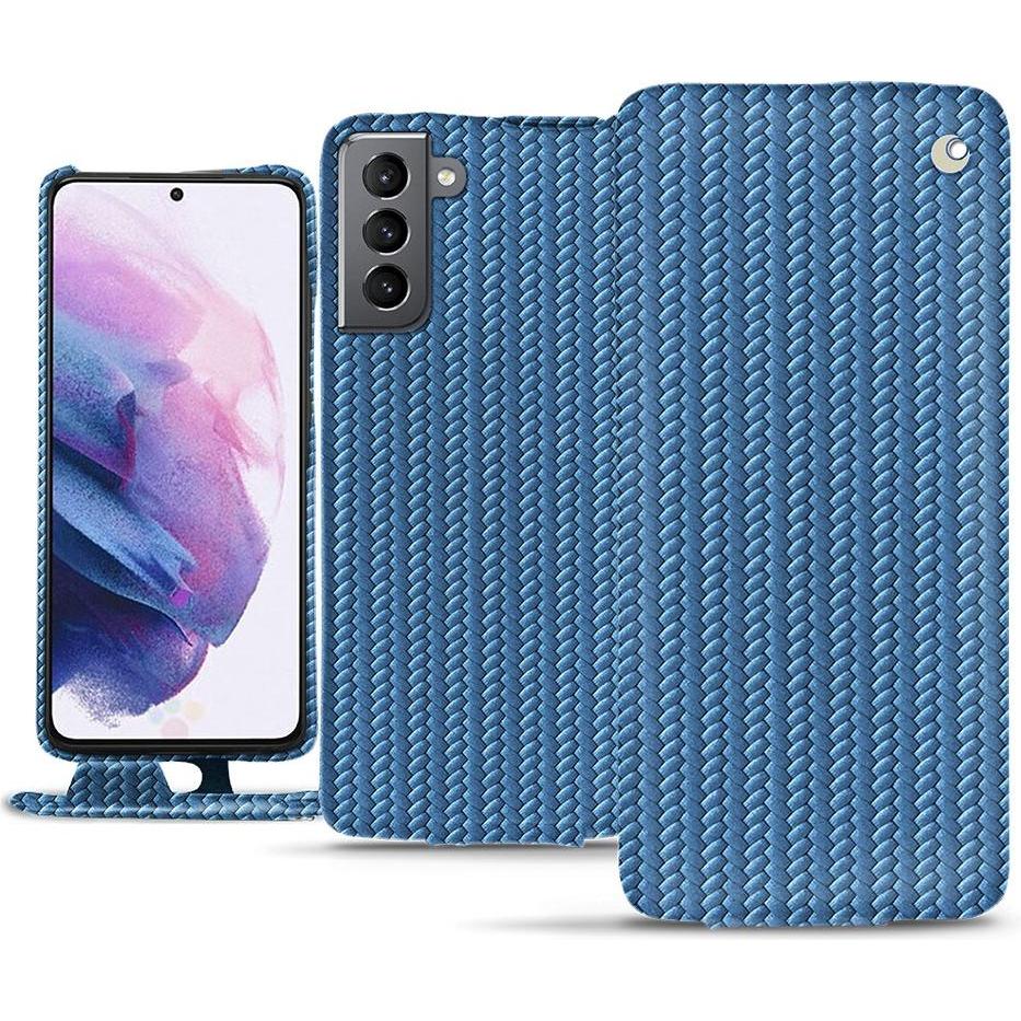 Noreve Lederschutzhülle vertikal (Samsung Galaxy S21), Smartphone Hülle, Blau