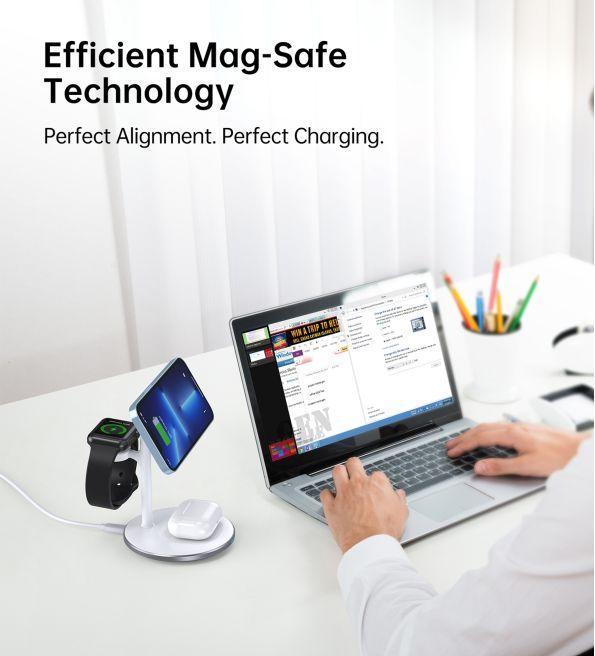 Actual product image Choetech T585-F Qi2 3-in-1 magnetic wireless charger (15 W)