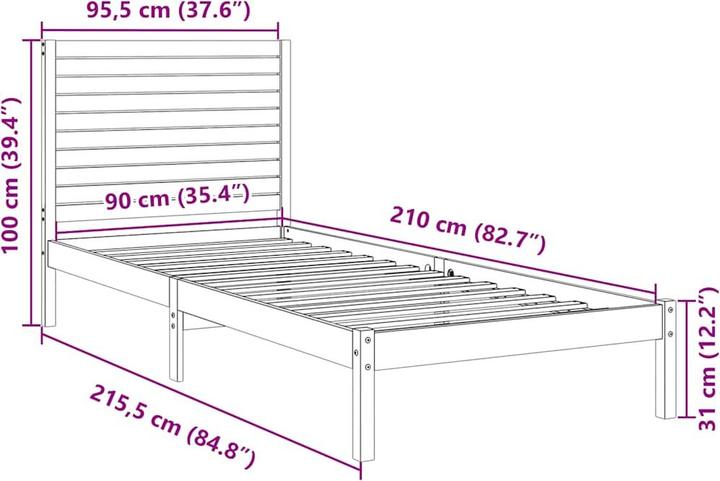 Actual product image vidaXL Bettrahmen (90 x 210 cm)