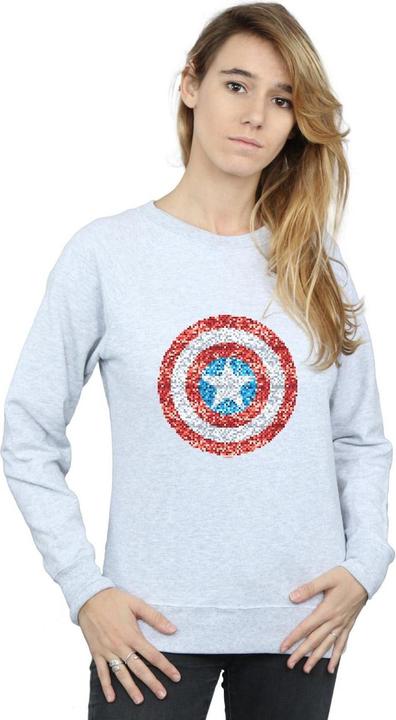 Actual product image Womens/Ladies Captain America Pixelated Shield Sweatshirt (XXL)