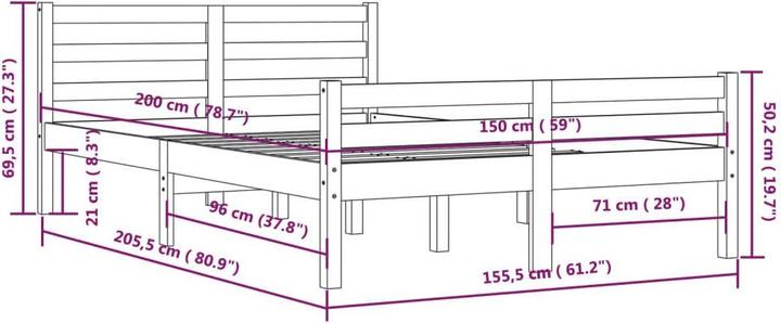 Produktbild vidaXL Bettrahmen (150 x 200 cm)