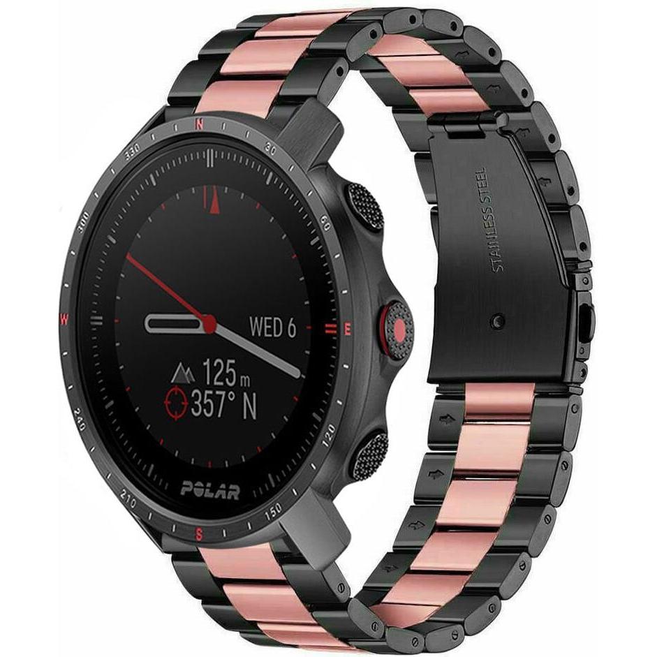 Strap-it Stahlarmband (Edelstahl), Uhrenarmband, Schwarz, Rosa