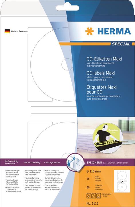 Produktbild HERMA CD Etiketten A4