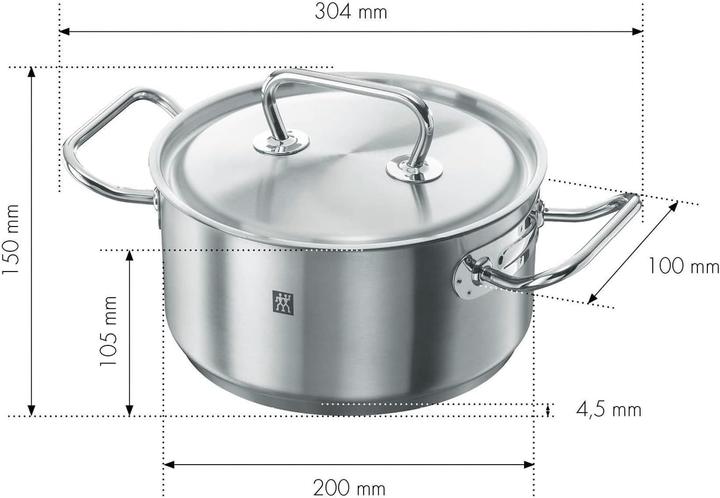 Produktbild Zwilling Twin Classic Bratentopf, 3.0 l, 20 cm (Kochtopf, Edelstahl, 20 x 15 cm)