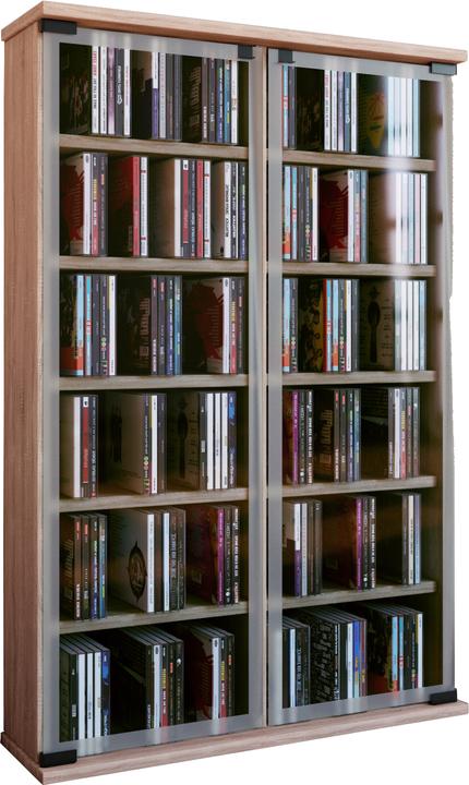 Produktbild VCM Holz CD DVD Standregal Galerie mit Glastür (60 x 18 x 92 cm)