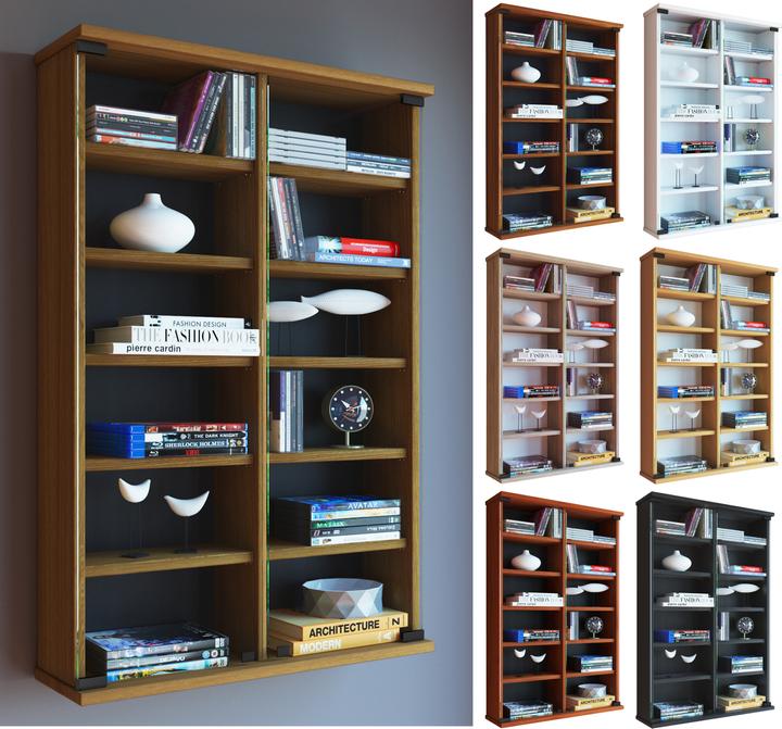 Actual product image VCM Wood CD DVD wall shelf Zuntisa with glass door (60 x 18 x 92 cm)