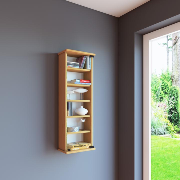 Produktbild VCM Holz CD DVD Wandregal Loposa mit Glastür (31 x 18 x 92 cm)