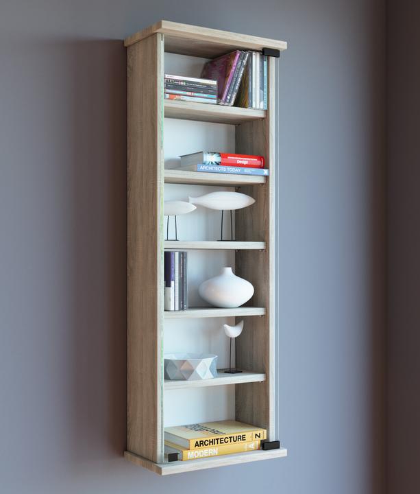 Produktbild VCM Holz CD DVD Wandregal Loposa mit Glastür (31 x 18 x 92 cm)