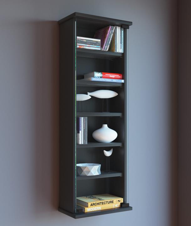 Produktbild VCM Holz CD DVD Wandregal Loposa mit Glastür (31 x 18 x 92 cm)