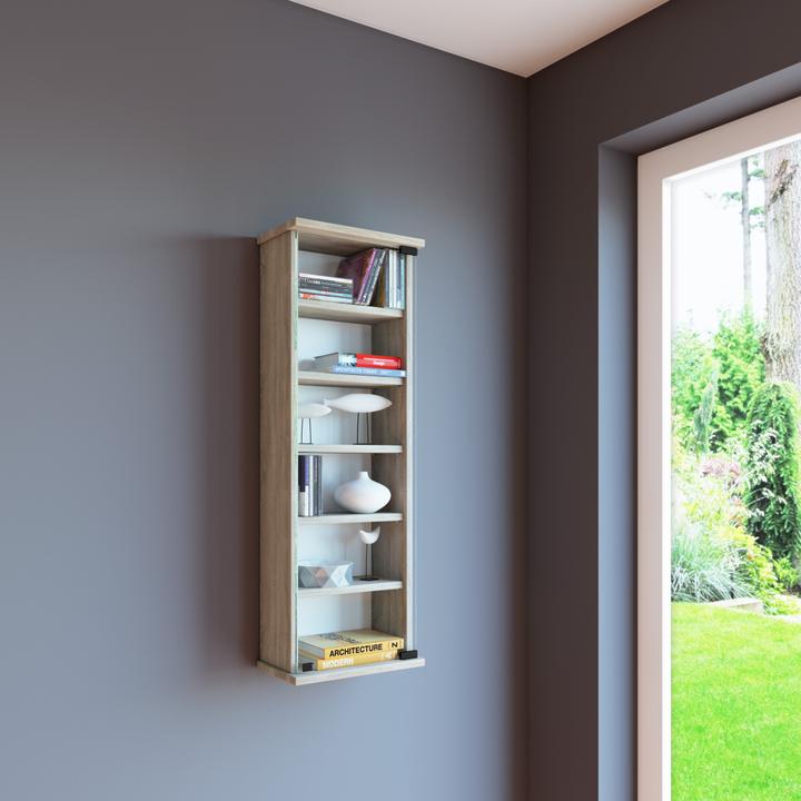 Produktbild VCM Holz CD DVD Wandregal Loposa mit Glastür (31 x 18 x 92 cm)
