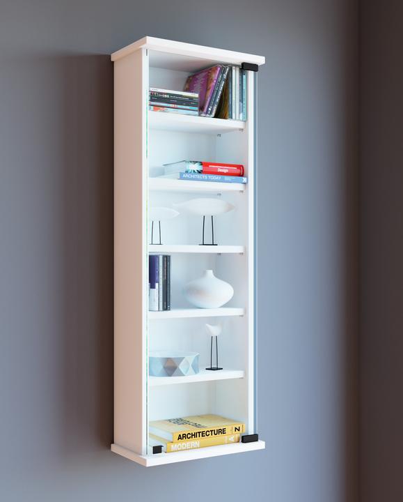 Produktbild VCM Holz CD DVD Wandregal Loposa mit Glastür (31 x 18 x 92 cm)