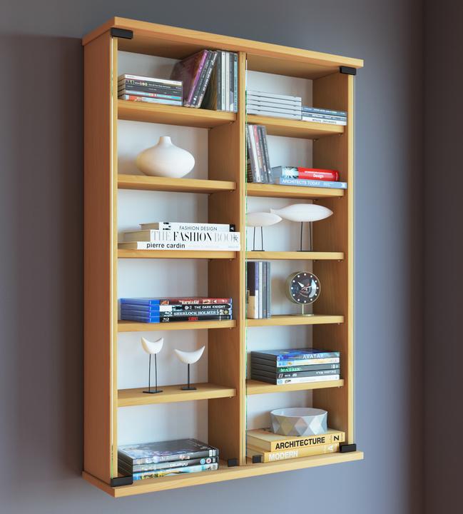 Actual product image VCM Wood CD DVD wall shelf Zuntisa with glass door (60 x 18 x 92 cm)
