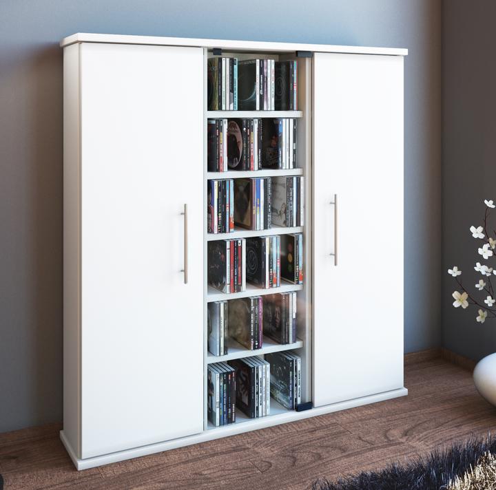 Produktbild VCM Holz CD DVD Stand Regal Santo mit Glastür (86 x 18 x 92 cm)