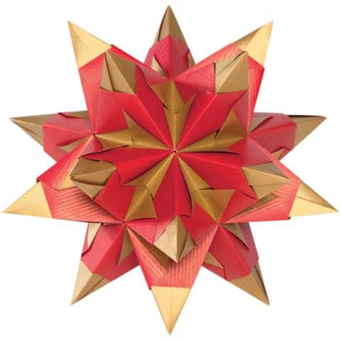Thumbnail - Folia, Bastelpapier, Faltbl„tter Bascetta-Stern, 150 x 150 mm, hochrot/gold (32 x)