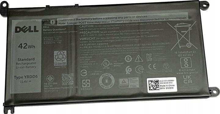 Actual product image Dell 3-cell 42W/HR LI-ION for (3 cubicles, 3500 mAh)