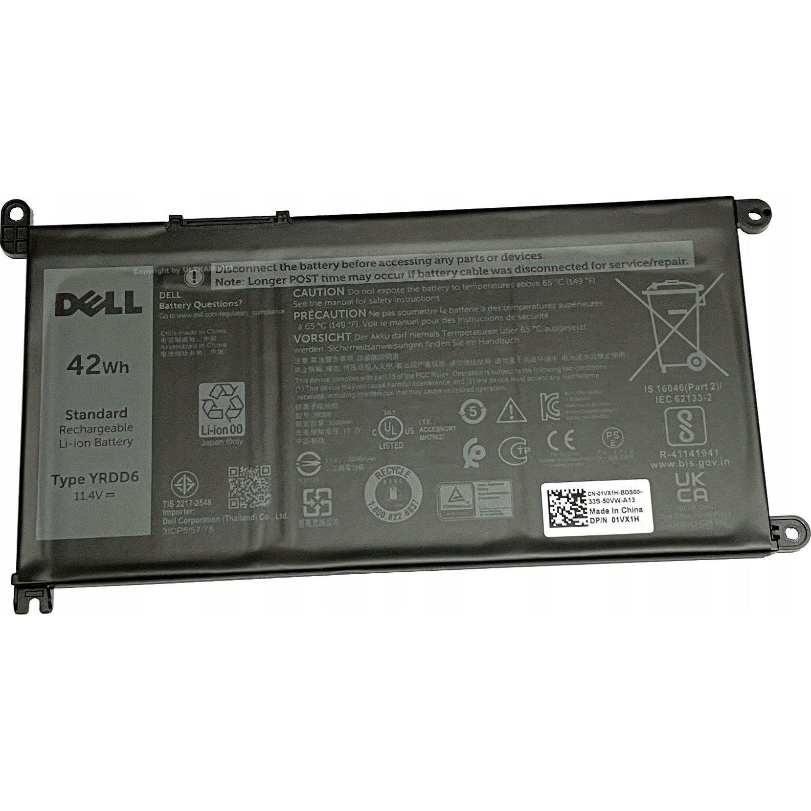 Dell 3-cell 42W/HR LI-ION for (3 Zellen, 3500 mAh), Notebook Akku