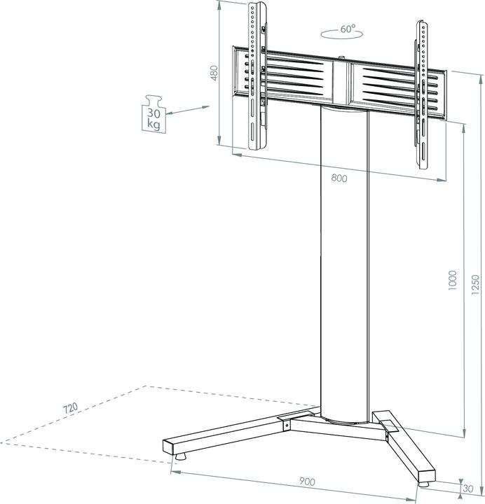 Immagine prodotto VCM Morgenthaler 17035 - 30 kg - 177,8 cm (70 pollici) - 81,3 cm (32 pollici) - -30 - 30°. (70", 30 kg)