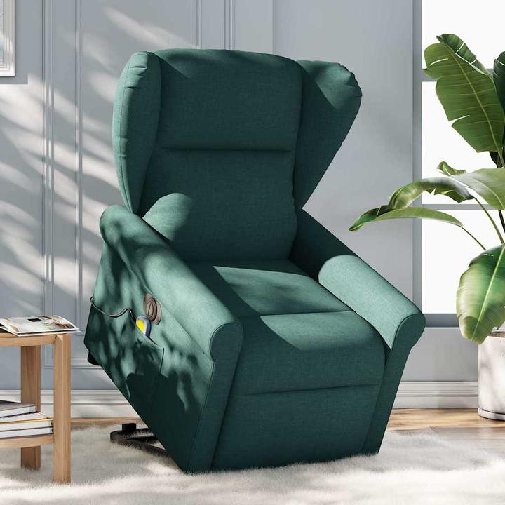 Image du produit VidaXL Fauteuil de massage électrique avec fonction releveur Vert foncé Tissu