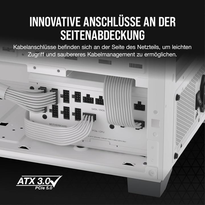 Produktbild Corsair RMx Shift White Series, RM1000x Shift White, 1000 Watt, 80 PLUS GOLD Certified, Fully Modular Power (1000 W)