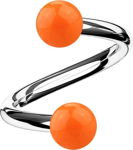 Produktbild Star Piercing Micro Spirale silber mit zwei Kugeln orange (Chirurgenstahl 316L, Acryl, ohne Messing)