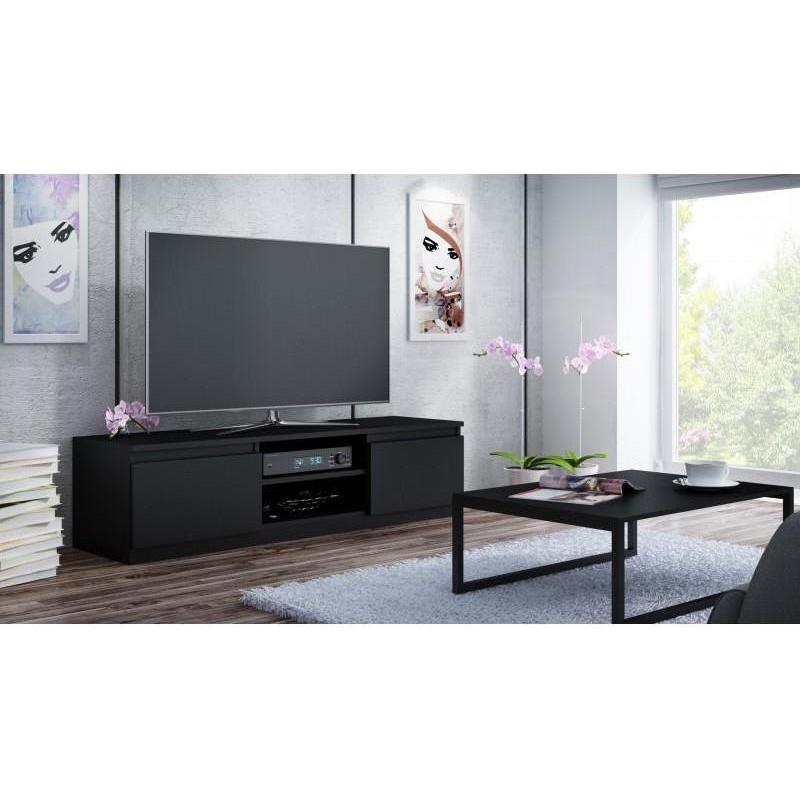 Thumbnail - Topeshop, TV Möbel, RTV140 CZARNY TV-Ständer & Entertainment-Center 2 Regale