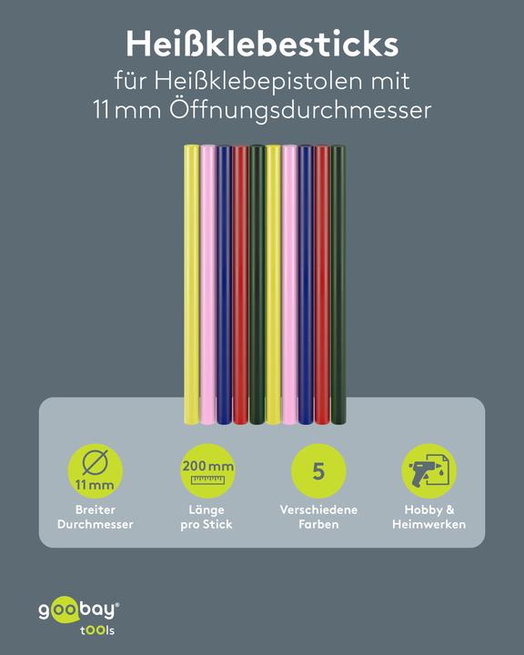 Image du produit Goobay Heissklebesticks 11 mm, 5 Farben, 10 Stk.