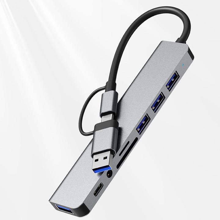 Immagine prodotto Deltalabs Hub multiporta USB C/USB 3.0 con SD/MicroSD e jack da 3,5 mm - 5 Gbit/s (USB C + 4x USB A) (USB-A, USB-C, 4 porte)