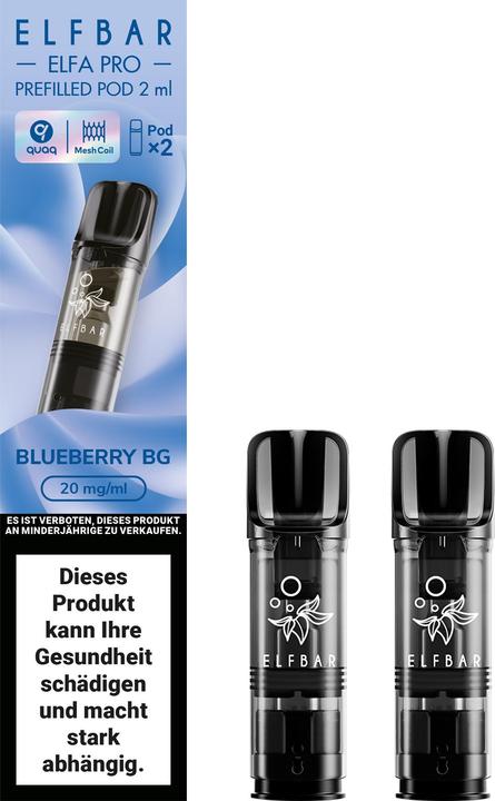 Actual product image Elfbar ELFA Pro - 2ml PODs 20mg, Blueberry BG (Bilberry)