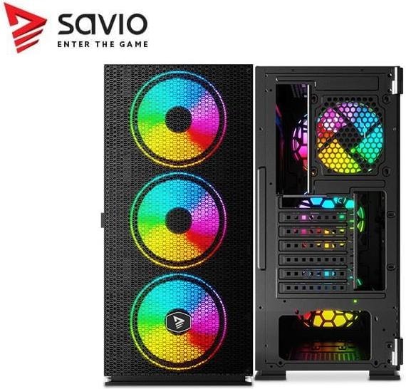 Produktbild Savio PC Case Raptor X1 ARGB Glass/Mesh Black (ATX, ITX, Mini-ATX)