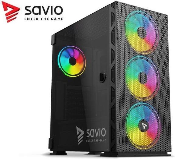 Produktbild Savio PC Case Raptor X1 ARGB Glass/Mesh Black (ATX, ITX, Mini-ATX)