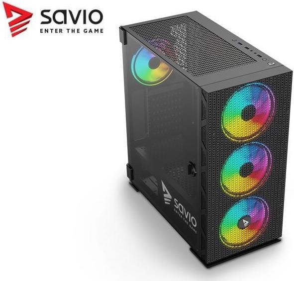 Produktbild Savio PC Case Raptor X1 ARGB Glass/Mesh Black (ATX, ITX, Mini-ATX)