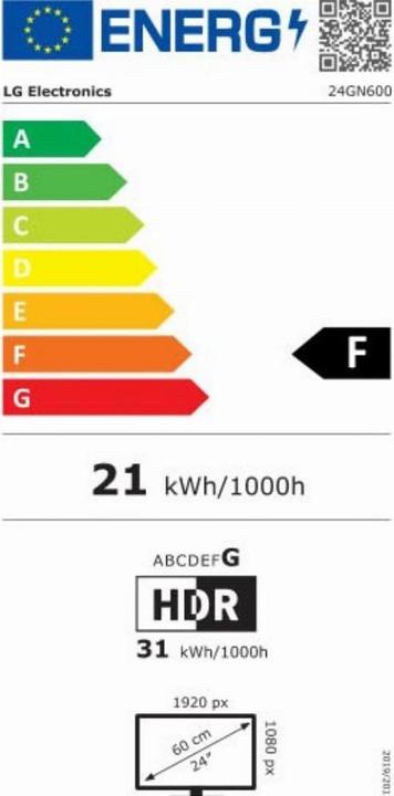Energy Label LG UltraGear 24GN600-B (1920 x 1080 pixels, 23.78")