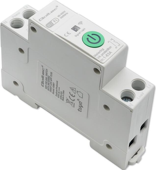 Produktbild Qoltec WLAN-Relais für Hutschiene mit Stromzähler 63A