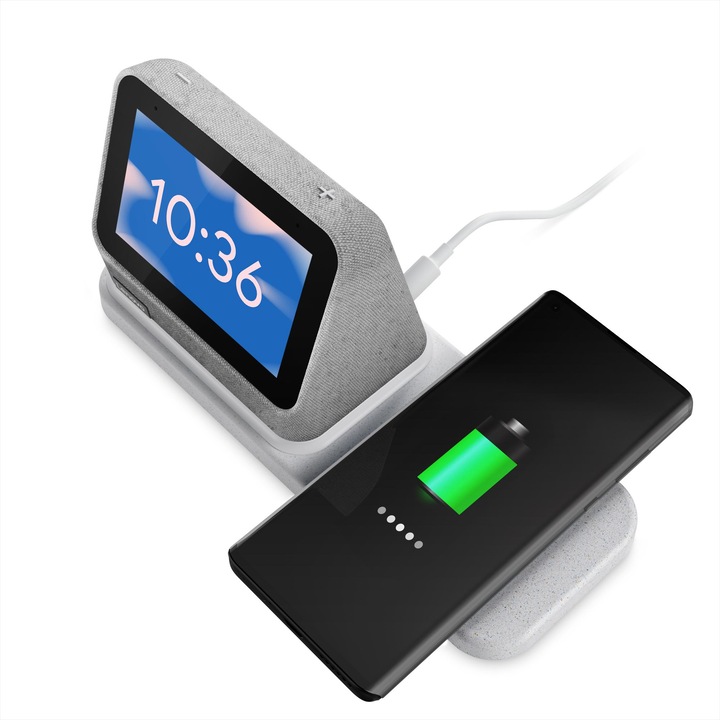 Produktbild Lenovo Smart Clock 2 mit Google Assistent & Kabelloser Ladestation