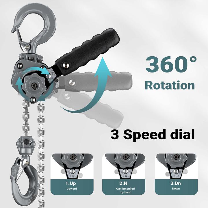 Actual product image Wiltec Lever Chain Hoist 500 kg Lifting Height 1.5 m Manual Blocks Equipment