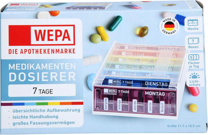 Actual product image Wepa Medikamentendosierer 7 Tage Wochenmagazin Regenbogen / UV-Schutz+, 1 St. Dosette