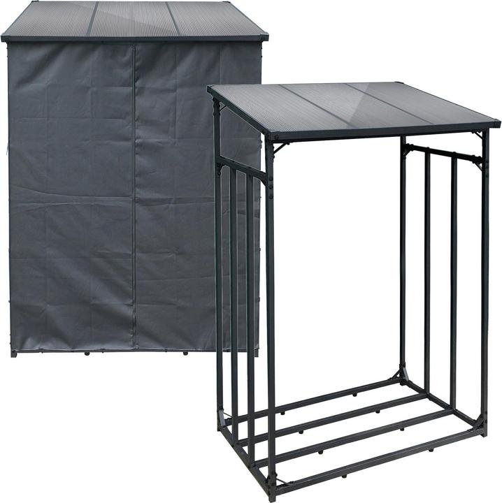 Produktbild Toboli Kaminholzregal Aussen 130x70x185cm mit Schutzhülle Brennholz Wetterschutz