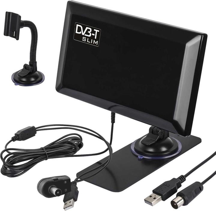 Produktbild Maclean Active indoor antenna DVB-T DVB-T2 amplifier Antenna with Suction (Zimmerantenne, 44 dB, DVB-T / -T2)