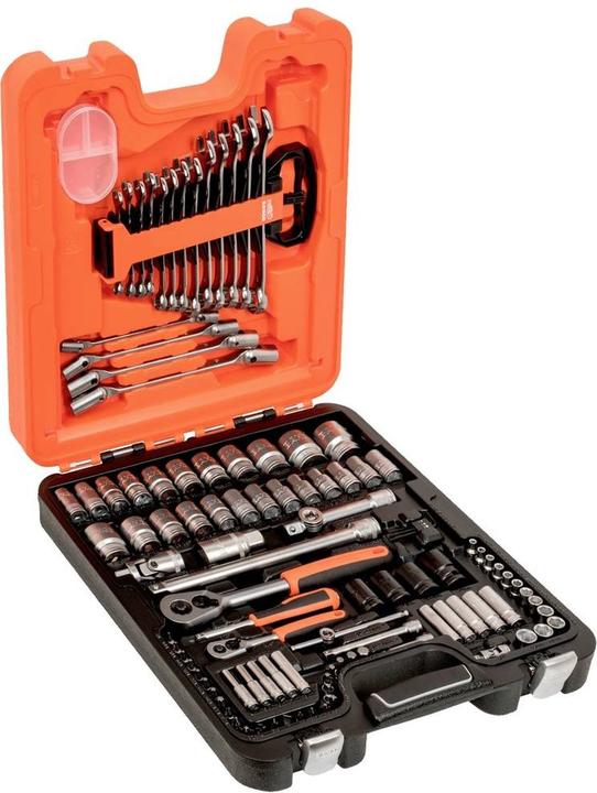 Produktbild Bahco 1/4"- und 1/2"-Steckschlüssel-Satz inklusive Ring-Maulschlüsseln/Winkelschraubendrehern - 106-tei