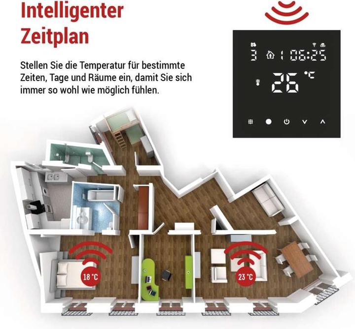 Produktbild Emos GoSmart Fussbodenheizung-Thermostat P56201BUF mit WiFi, programmierbar, verkabelt