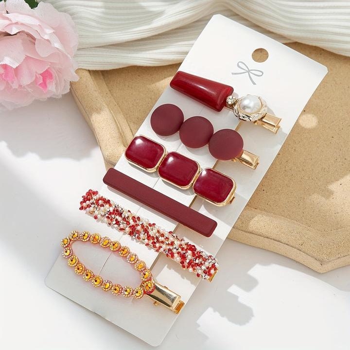 Produktbild Activity Board 6 Stück/Set Elegant Clip Strass Faux Perlen Dekor Haar rutschfest Haarschmuck Clip (6 Stk.)