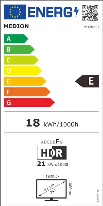 Energy Label Medion AKOYA® P52424 (MD 20152) Widescreen Monitor (1920 x 1080 pixels, 24")