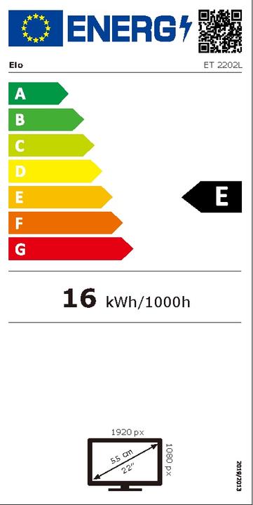 Energy Label ēlo ELO 2202L 22IN FHD CAP 10-TOUCH (1920 x 1080 pixels, 21.50")