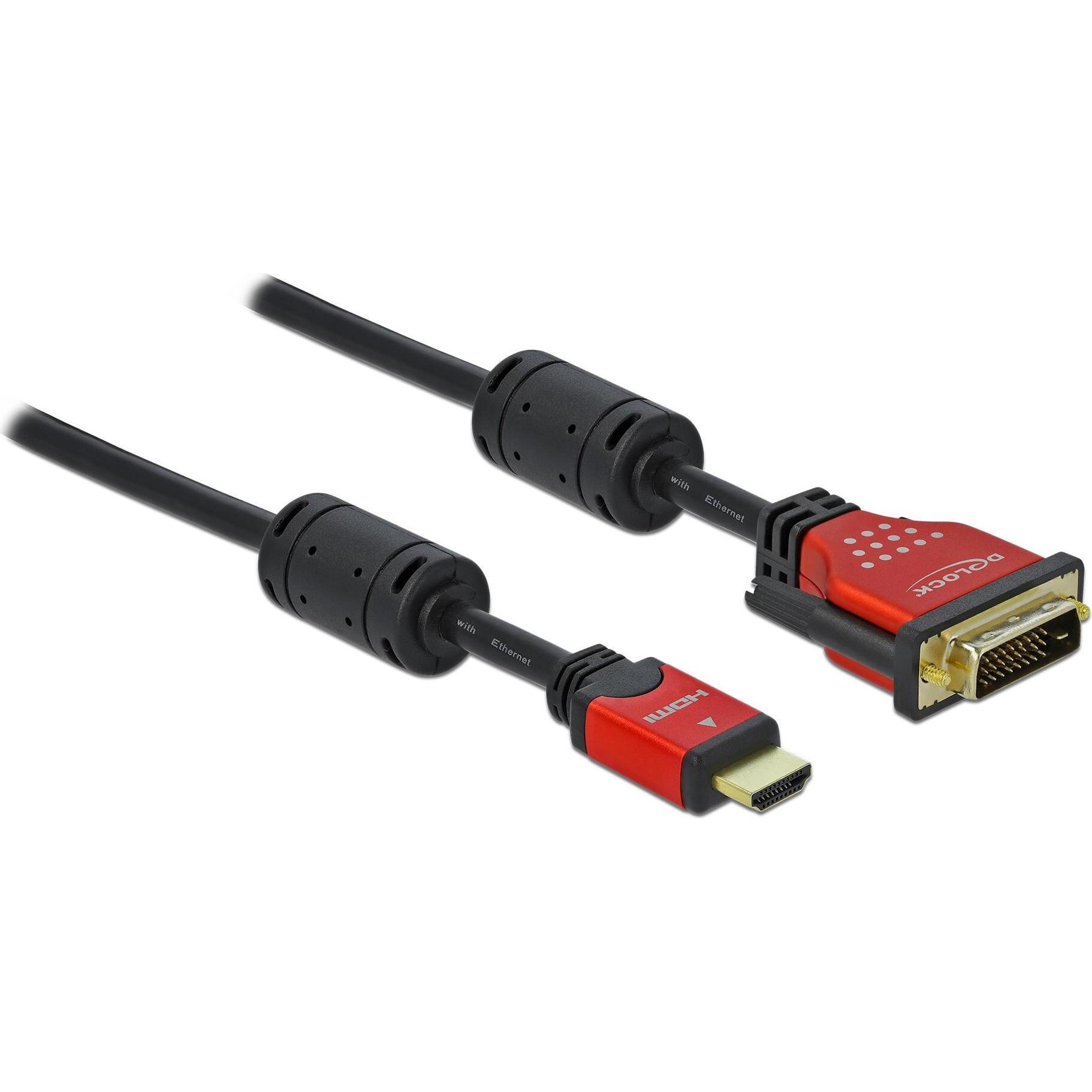 Delock HDMI (Typ A) — DVI (5 m, HDMI, DVI), Video Kabel