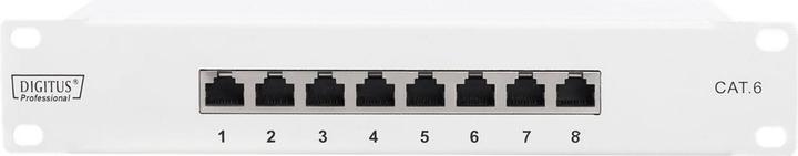 Produktbild Digitus CAT 6 Patch Panel geschirmt 8-Port RJ45 8P8C LSA 1HE 25,4cm 10Zoll Rack Mount Farbe Grau RAL 7035