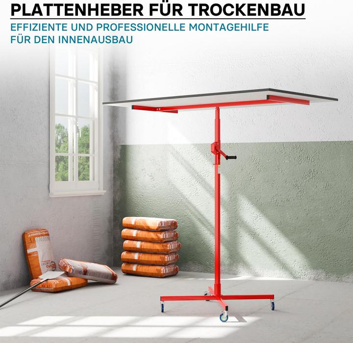 Produktbild Wiltec Plattenheber 50kg 190-330cm Montagehilfe Paneelheber Trockenbau Lift (50 kg)