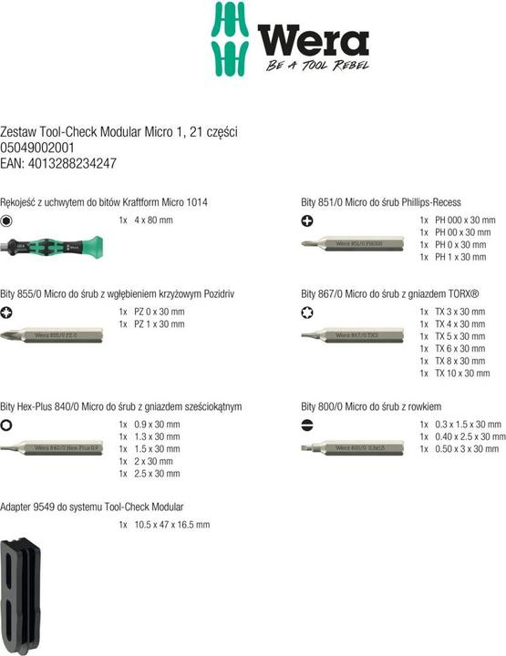 Image du produit Wera Tool-Check Modular Micro 1 (Clé Allen)