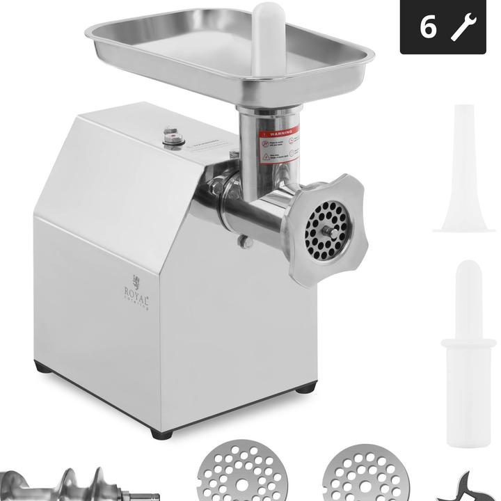 Immagine prodotto Royal Catering Tritacarne elettrico in acciaio inox- Rotazione in senso inverso - 140 kg/h