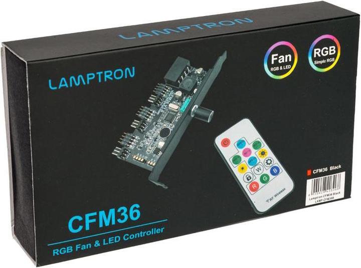 Productafbeelding Lamptron CFM36 ventilator en RGB LED controller voor PCI-sleuf - zwart (3 Ventilator)